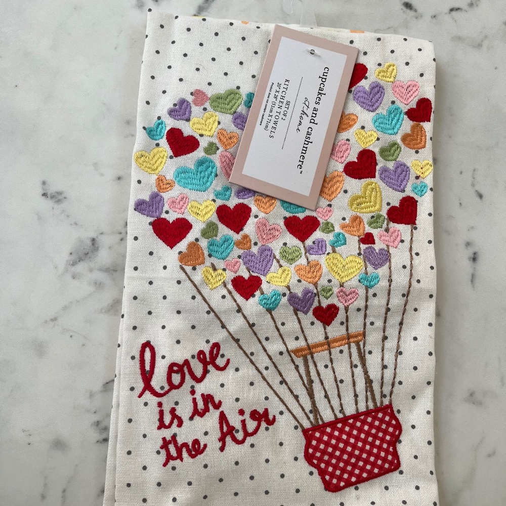Cupcakes and Cashmere Love is in the air Dish Towels set of 2